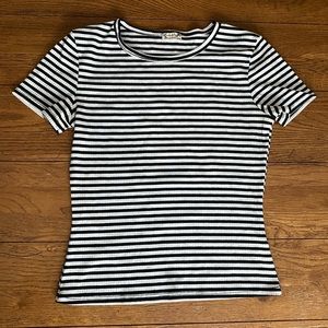 Free People Black and White Striped Top